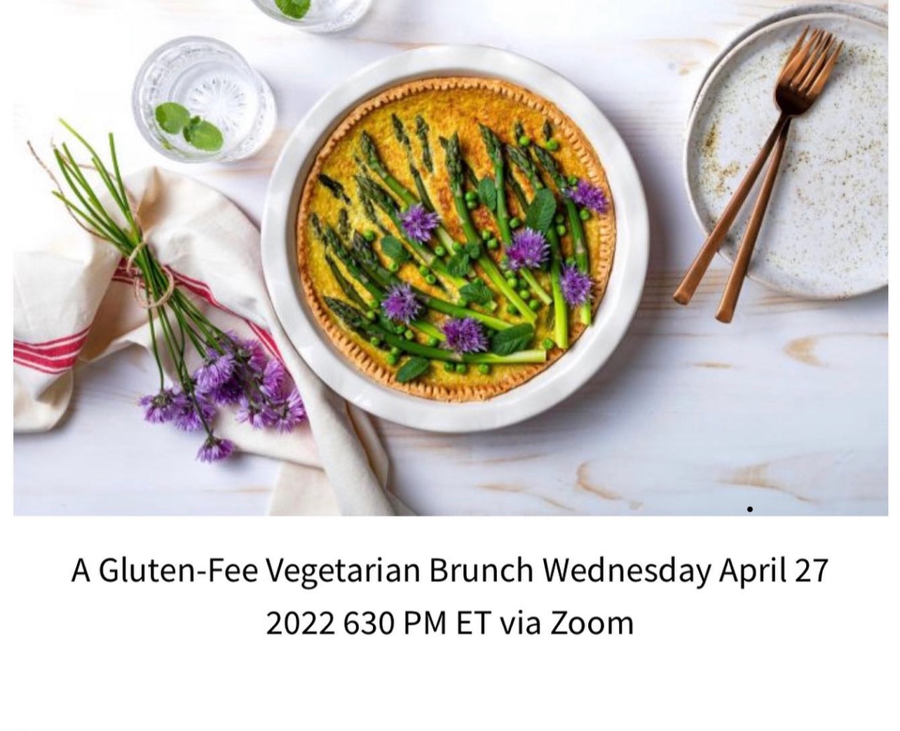 My new class is here! A Vegetarian Gluten-free Brunch, April 27th, 6:30 pm